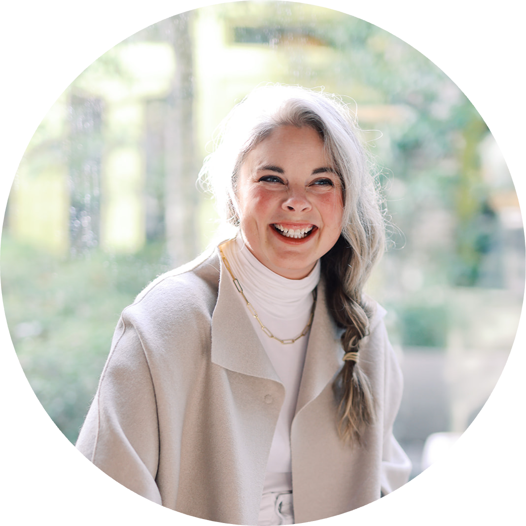 White and tan sitting down laughing-modified